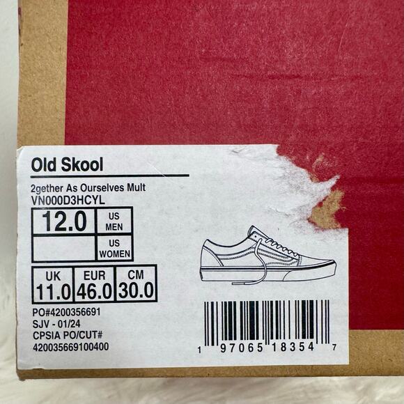 VANS 2024 Old Skool Pride Rainbow Tweed Sparkle Black Denim Shoes Mens Sz 12 - Picture 10 of 13